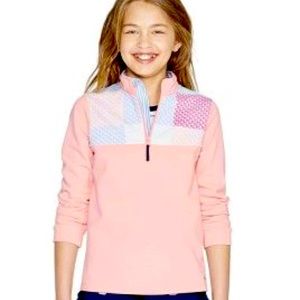 💕🐳Vineyard vines target pink Shep pullover half zip whale Girls Medium 7/8 EUC